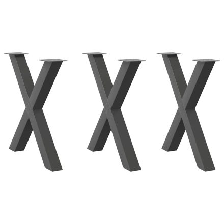 vidaXL 3 db antracitszürke X-alakú acél étkezőasztalláb 70x(72-73) cm