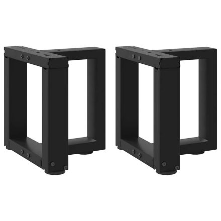 vidaXL 2 db fekete, T-alakú acél dohányzóasztal láb 30x25x(30-31) cm