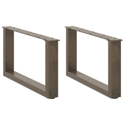 vidaXL 2 db U alakú dohányzóasztal láb natúr acélból 60x(30-31) cm