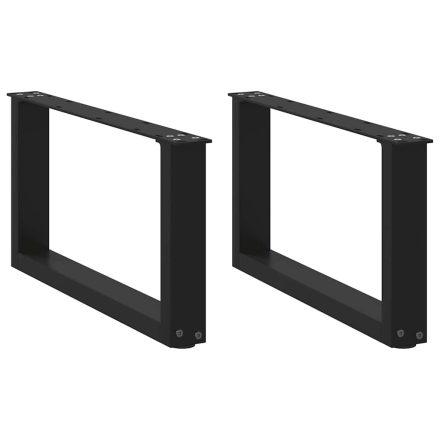 vidaXL 2 db U alakú dohányzóasztal láb fekete 70 x (30-31) cm acél dohányzóasztal láb