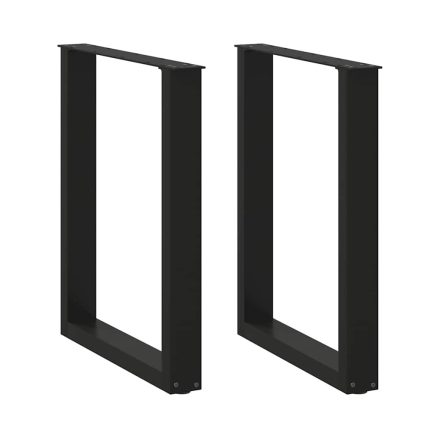 vidaXL 2 db U alakú étkezőasztal láb fekete, 70 x (72-73) cm acél