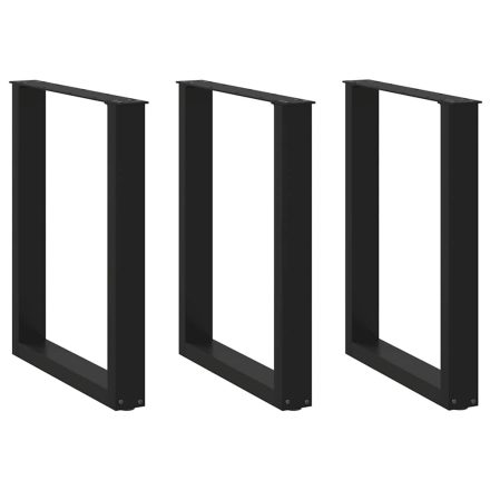vidaXL 3 db U alakú étkezőasztal láb fekete, 70 x (72-73) cm acél
