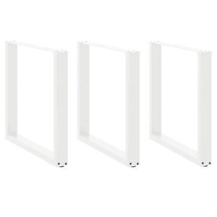 vidaXL 3 db U alakú étkezőasztal láb fehér 90 x (72-73) cm acél étkezőasztal láb