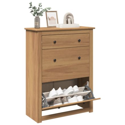 vidaXL Panama tömör fenyőfa cipőtároló szekrény 80 x 35 x 105 cm