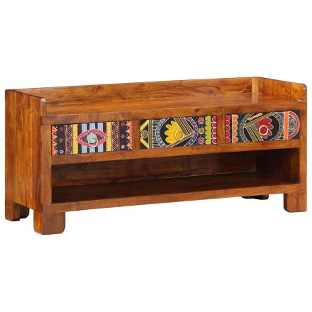 vidaXL Cipőpad Sokszínű 100 x 35 x 45 cm tömör akácfa