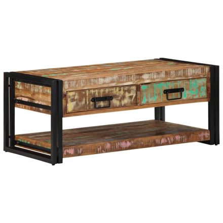 vidaXL dohányzóasztal többszínű 90x50x38cm tömörfa újrahasznosított fa