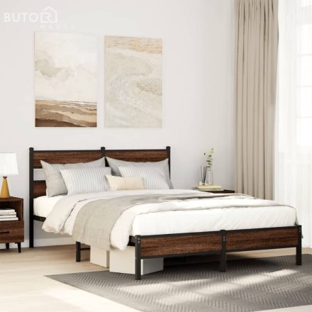 vidaXL barna tölgy színű szerelt fa ágykeret matrac nélkül 140x200 cm