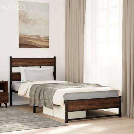 vidaXL barna tölgy színű fém ágykeret matrac nélkül 75 x 190 cm