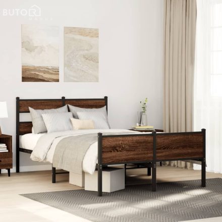 vidaXL barna tölgy színű szerelt fa ágykeret matrac nélkül 120x190 cm