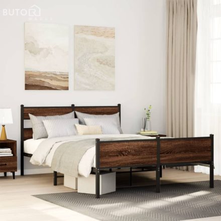 vidaXL barna tölgy színű szerelt fa ágykeret matrac nélkül 137x190 cm