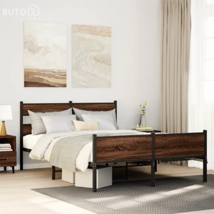 vidaXL barna tölgy színű szerelt fa ágykeret matrac nélkül 150x200 cm
