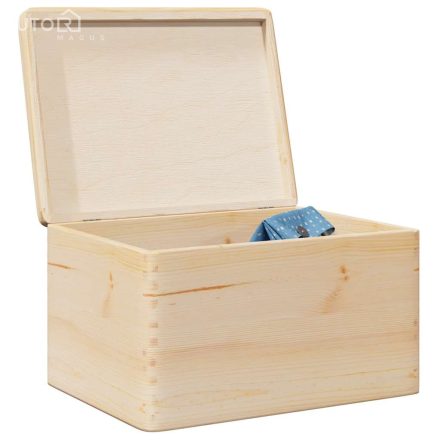 vidaXL Fa doboz fedővel 40x30x23 cm tömör fa fenyő