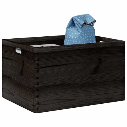 vidaXL Fa doboz fogantyúkkal fekete 40x30x23 cm tömör fa fenyő
