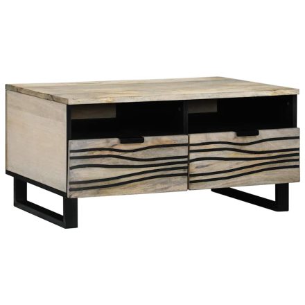 vidaXL Dohányzóasztal Fehér, Fekete 80 x 54 x 40 cm tömör mangófa