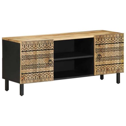 vidaXL fekete tömör nyers mangófa TV-szekrény 105 x 33,5 x 46 cm