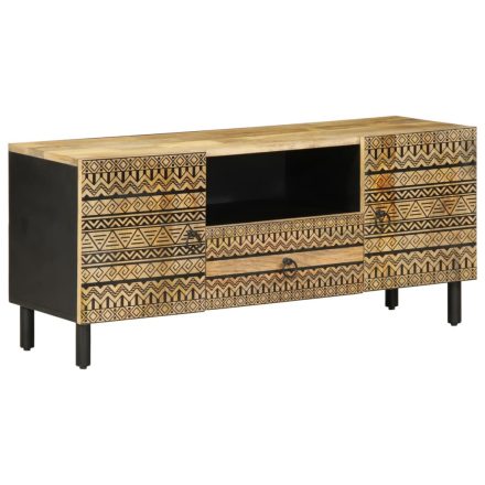 vidaXL fekete tömör nyers mangófa TV-szekrény 105 x 33,5 x 46 cm