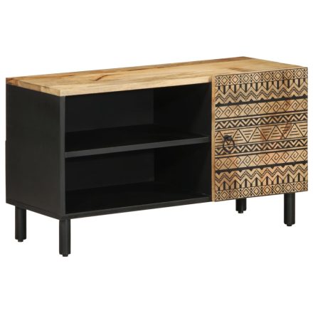 vidaXL fekete tömör nyers mangófa TV-szekrény 80 x 33,5 x 46 cm