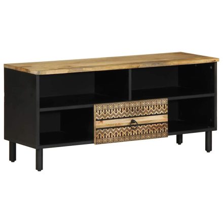 vidaXL fekete tömör nyers mangófa TV-szekrény 100 x 33,5 x 46 cm