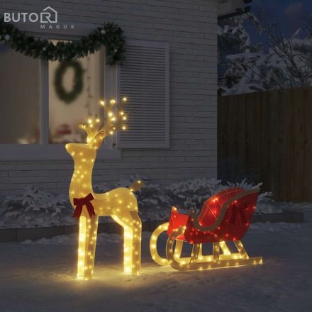 vidaXL meleg fehér rénszarvas és szán karácsonyi dísz 100 LED