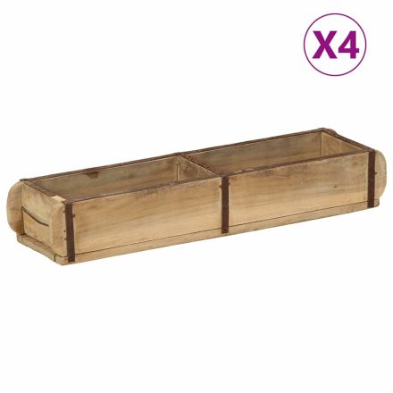 vidaXL Tálcák 4 db 60,5x15x9 cm Tömör Fa Újrahasznosított