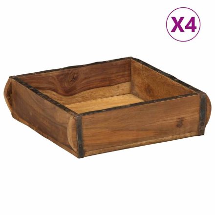 vidaXL Tálcák 4 db 31x29x10 cm Tömbfa Újrahasznosított