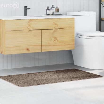 vidaXL Fürdőszobai Szőnyeg Négyszögletes Barna 70x120 cm Poliészter Csúszásmentes