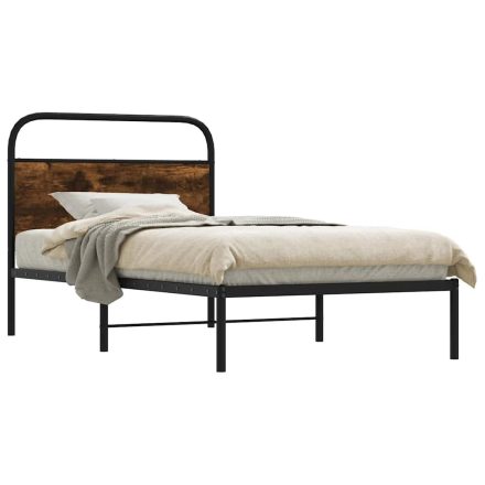 vidaXL ágykeret matrac nélkül 107x203 cm füstölt tölgy fűrészelt fa