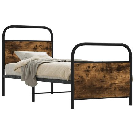 vidaXL ágykeret matrac nélkül 80x200 cm füstölt tölgy fűrészelt fa