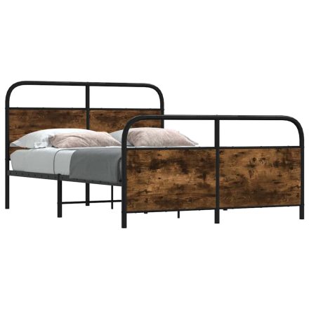 vidaXL ágykeret matrac nélkül 120x200 cm füstölt tölgy fűrészelt fa
