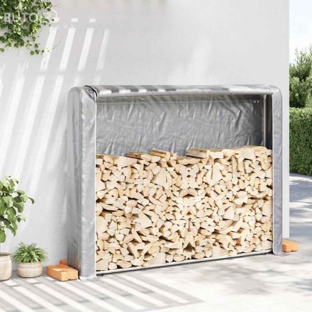 vidaXL Tűzifa állvány esővédővel 200x25x150 cm Horganyzott acél