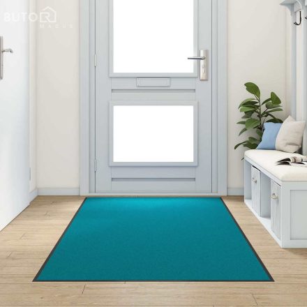 vidaXL Ajtószőnyeg Cián és Fekete 120 x 300 cm Poliamid és PVC