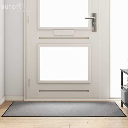vidaXL Ajtószőnyeg Szürke és fekete 90 x 150 cm Polipropilén és vinil