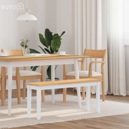 vidaXL fehér tömörfa gumiból pad 110 cm