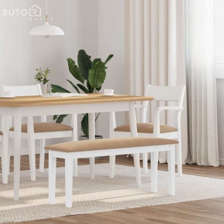 vidaXL fehér tömörfa gumiból pad 110 cm