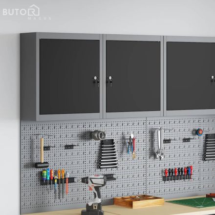 vidaXL Szerszámosláda Fekete és szürke 50 x 20 x 55 cm Porszórt Acél