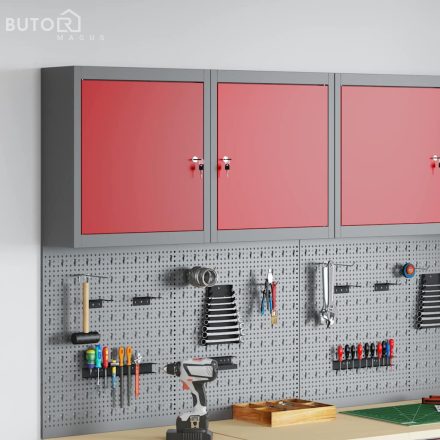 vidaXL Szerszámosláda Piros és szürke 50 x 20 x 55 cm Porszórt Acél
