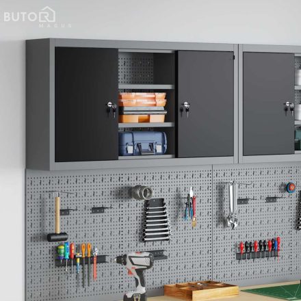 vidaXL Szerszámosláda Fekete és szürke 100 x 20 x 55 cm Porszórt Acél