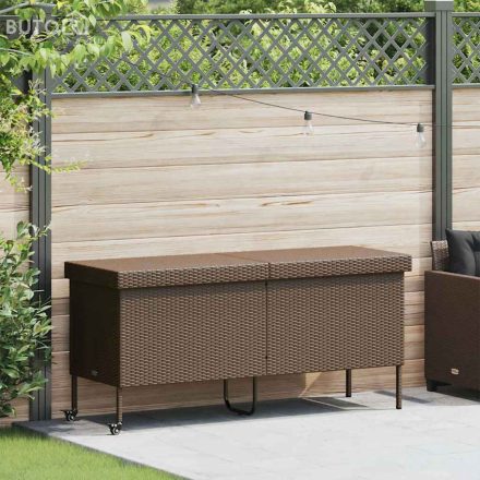 vidaXL barna polyrattan kerti tárolóláda kerekekkel 160x55x75 cm