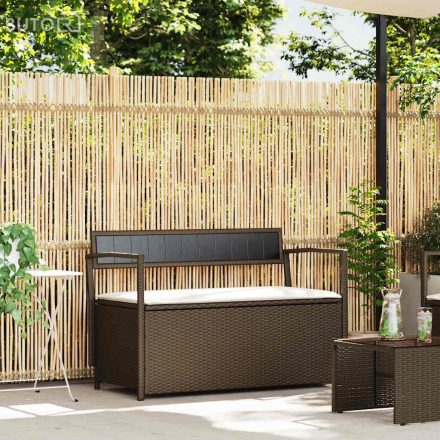vidaXL barna polyrattan kerti tárolópad párnával