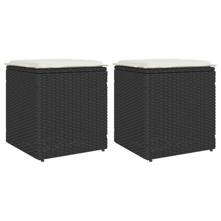 vidaXL kerti székek párnákkal 2 db fekete 40x40x43 cm polirattan