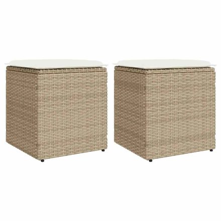 vidaXL 2 db bézs polyrattan kerti szék párnával 40x40x43 cm