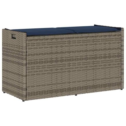 vidaXL szürke polyrattan kültéri tárolópad párnával 100 cm