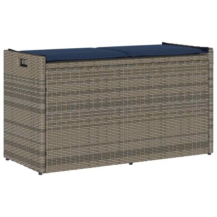 vidaXL szürke polyrattan kültéri tárolópad párnával 100 cm
