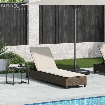 vidaXL barna polyrattan napozóágy párnákkal 55x200x25,5 cm