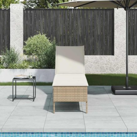 vidaXL bézs polyrattan napozóágy párnával 55x200x44 cm