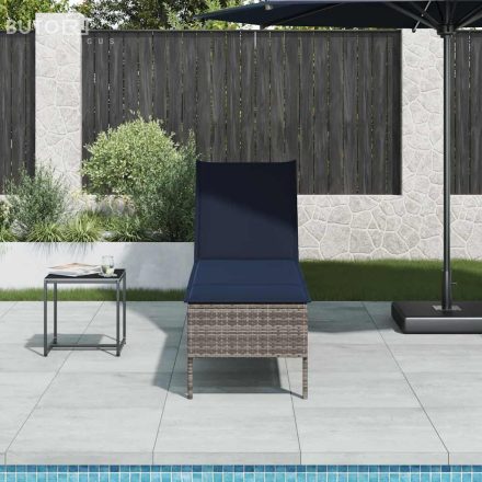 vidaXL szürke polyrattan napozóágy párnával 55x200x44 cm