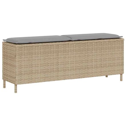 vidaXL bézs polyrattan kerti pad párnával 110x30x40,5 cm