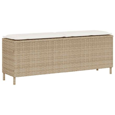 vidaXL bézs polyrattan kerti pad párnával 110x30x40,5 cm