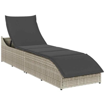 vidaXL összecsukható napozóágy párnával és tárolóval polyrattan