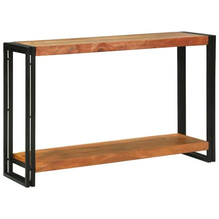 vidaXL Konzolasztal polcokkal Barna 120 x 33 x 75 cm tömör akácfa